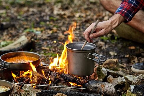 Titanium Long Handled Spoon with a Biggest Bowl, 8.7 inch/ 221mm Round Titanium Spoon comes with a Perfect Soup size bowl to make it a Great outdoor Companion | Camping Spoon with Waterproof Case in Kuwait