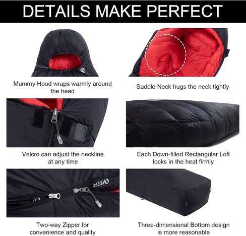 QEZER 0 Degree Sleeping Bag for Adults 660 Fill Power Down Sleeping Bag for Cold Weather -20°F / -8°F / 0°F / 10°F Large Lightweight Sleeping Bag in Saudi Arabia