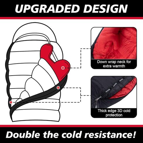QEZER 0 Degree Sleeping Bag for Adults 660 Fill Power Down Sleeping Bag for Cold Weather -20°F / -8°F / 0°F / 10°F Large Lightweight Sleeping Bag in Saudi Arabia