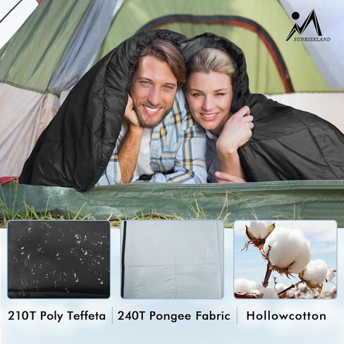 حقيبة نوم مزدوجة، مقاس XL كوين لشخصين، حقيبة نوم للبالغين مع وسادتين، فلانيل قطن مقاوم للماء لشخصين، أكياس نوم لجميع المواسم، الطقس البارد والدافئ، التخييم والمشي لمسافات طويلة على الظهر in Kuwait