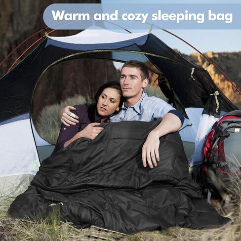 حقيبة نوم مزدوجة، مقاس XL كوين لشخصين، حقيبة نوم للبالغين مع وسادتين، فلانيل قطن مقاوم للماء لشخصين، أكياس نوم لجميع المواسم، الطقس البارد والدافئ، التخييم والمشي لمسافات طويلة على الظهر in Kuwait