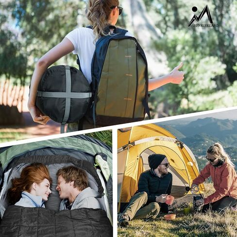 حقيبة نوم مزدوجة، مقاس XL كوين لشخصين، حقيبة نوم للبالغين مع وسادتين، فلانيل قطن مقاوم للماء لشخصين، أكياس نوم لجميع المواسم، الطقس البارد والدافئ، التخييم والمشي لمسافات طويلة على الظهر in Kuwait