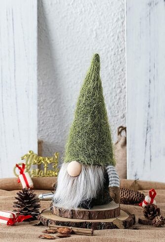 Funoasis عيد الميلاد جنوم الهدايا عطلة الديكور عيد ميلاد هدية اليدوية Tomte أفخم دمية، المنزل الحلي منضدية سانتا التماثيل 14 بوصة (الأخضر) in Kuwait