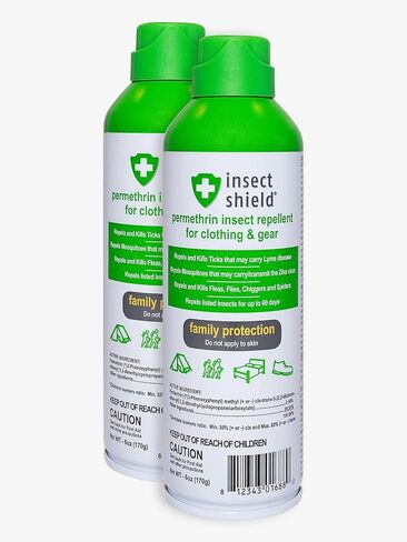 Insect Shield Premium Permethrin Spray - Tick, Flea, Fly, Mosquito, Chigger, Spider & Bed Bug Repellent for Clothing, Gear, Furniture, & Tents, Last up to 60 Days, Clear, 6 Oz Aerosol in Kuwait
