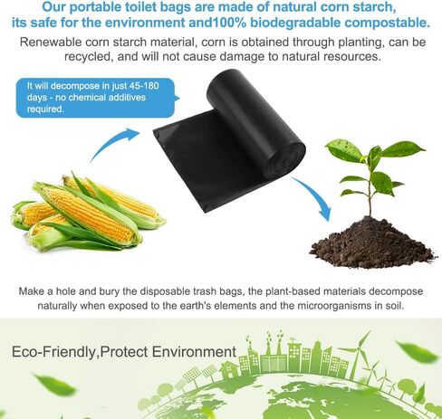 Siewl Portable Toilet Bags, Camping Toilet Bags Biodegradable Toilet Bags, 8 Gallon Porta Potty Bags Waste Bags Compostable Bags for Adults Outdoor Camping Hiking Boating Car Travel Patients in Saudi Arabia