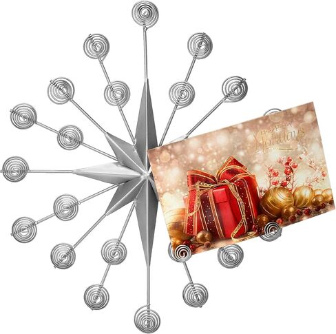 Red Co. 15" Decorative Metal Northern Star Wall Display Christmas Card & Photo Holder Rack – Silver in Saudi Arabia