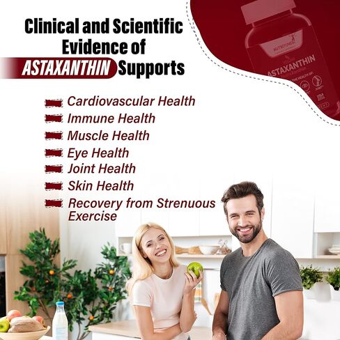 Nutritunes Astaxanthin 12mg Vegan Softgels (60 Count) Powerful Antioxidant, Supports Immune, Skin, Eye, & Joint Health - Gluten Free, Non-GMO (60 Day Supply) in Saudi Arabia