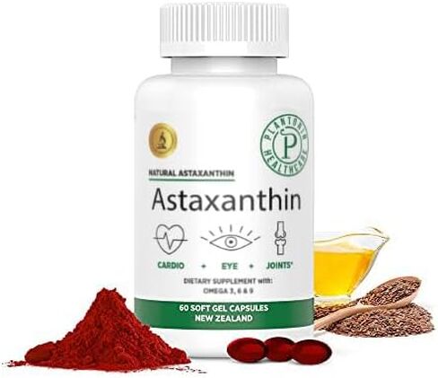 Plantonin AstaNZ Plus, New Zealand Natural Premium Astaxanthin 12mg, 60 Count - Natural Antioxidant - Supports Recovery from Exercise + Joint, Skin, Eye Health in Kuwait