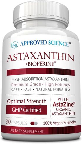 معتمد من Science® Astaxanthin 12 mg - مضاد أكسدة قوي للغاية - يدعم القلب والعينين والمفاصل والجلد - 30 كبسولة نباتية لكل زجاجة - كمية تكفي لمدة 3 أشهر in Saudi Arabia