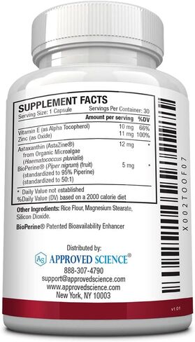 معتمد من Science® Astaxanthin 12 mg - مضاد أكسدة قوي للغاية - يدعم القلب والعينين والمفاصل والجلد - 30 كبسولة نباتية لكل زجاجة - كمية تكفي لمدة 3 أشهر in Saudi Arabia