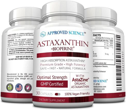 معتمد من Science® Astaxanthin 12 mg - مضاد أكسدة قوي للغاية - يدعم القلب والعينين والمفاصل والجلد - 30 كبسولة نباتية لكل زجاجة - كمية تكفي لمدة 3 أشهر in Saudi Arabia