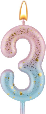 Gradient Birthday Number Letter Candle, Pink Blue Gradient Birthday Candles for Cake Numeral Letter Birthday Candles Decoration for Birthday Parties Wedding Anniversary (5) in Kuwait