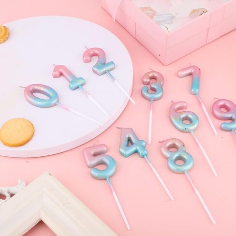 Gradient Birthday Number Letter Candle, Pink Blue Gradient Birthday Candles for Cake Numeral Letter Birthday Candles Decoration for Birthday Parties Wedding Anniversary (5) in Kuwait