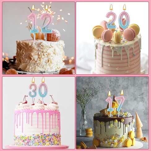 Gradient Birthday Number Letter Candle, Pink Blue Gradient Birthday Candles for Cake Numeral Letter Birthday Candles Decoration for Birthday Parties Wedding Anniversary (5) in Kuwait