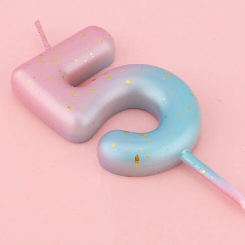 Gradient Birthday Number Letter Candle, Pink Blue Gradient Birthday Candles for Cake Numeral Letter Birthday Candles Decoration for Birthday Parties Wedding Anniversary (5) in Kuwait