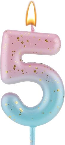 Gradient Birthday Number Letter Candle, Pink Blue Gradient Birthday Candles for Cake Numeral Letter Birthday Candles Decoration for Birthday Parties Wedding Anniversary (5) in Kuwait
