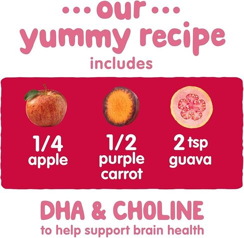 Happy Baby Organics دعم الدماغ يمزج الموز وفاكهة العاطفة والسبانخ والشوفان مع ثنائي هيدروكسي الأسيتون والكولين، كيس 4 أونصة (عبوة من 16 قطعة) in Kuwait