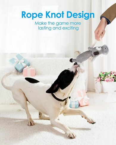 يو نايز العاب كلب تصدر صوت صرير، العاب كلاب محشوة مضحكة للكلاب الصغيرة والمتوسطة والكبيرة، العاب مضغ للحيوانات الاليفة للتسنين، لعبة قطيفة للكلاب مع حبل قطني وورق مجعد، العاب الحيوانات الاليفة للملل in Kuwait