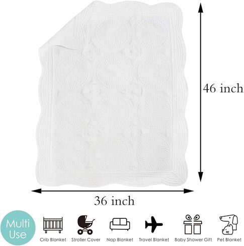 MONOBLANKS Baby Quilt,White | Embossed Scalloped,Lightweight,Throw Baby Blanket,Four Seasons in Saudi Arabia