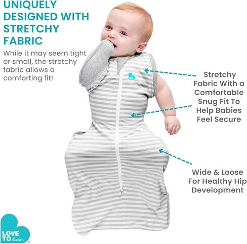 Love to Dream Swaddle UP Transition Bag, Gentle Arms-Up Transition Swaddle, 0.2 TOG Lightweight Cotton, Zip-Off Wings, Ideal for Warm Temperatures 75-81°F, Baby Essentials, You are My Grey, 19-24 lbs in Saudi Arabia