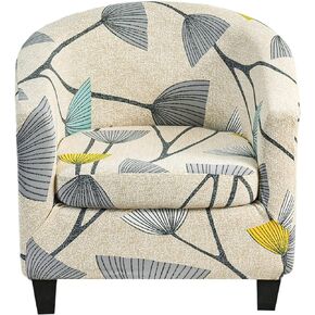 KRFOONN Club Chair Slipcover 2 Piece Stretch Printed Round Barrel Chair Covers Removable Tub Chair Slipcover with Elastic Bottom Chair Coverings Furniture Protector Cover for Living Room,04