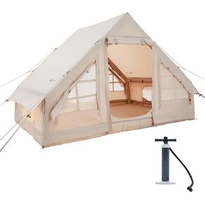 Moon Lence Glamping Inflatable Camping Tent for 4-6 Person,All-Season Waterproof/Windproof/Insulation Self-Supporting Air Tents,Easy Setup Cabin Camping Tent with Mesh Windows and Wide Rainfly in Kuwait