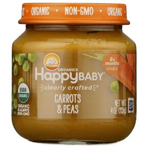 هابي بيبي، طعام أطفال عضوي، المرحلة 2، بالجزر والبازلاء، 4 أونصة in Kuwait