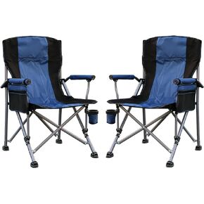Camping Chair for Adults Heavy Duty Outdoor Patio Lawn Chairs Support 350 LBS High Back Padded Oxford with Armrests, Storage Bag, Cup Holder for Fishing, Camping, Foldable