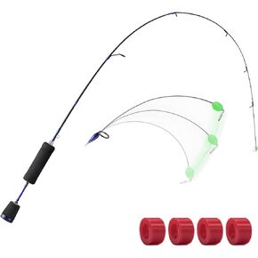 صنارة صيد الجليد Piscifun ICE Focus، صنارة صيد الجليد من التيتانيوم الربيعي، 26 بوصة UL/32 L، صنارة ثلج عالية الحساسية مع 4 قطع حلقات مطاطية صديقة للبيئة، صنارة صيد ثلج خفيفة الوزن، أزرق in Kuwait