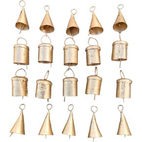 اجراس معدنية ذهبية مزخرفة من الحديد النحاسي العتيق لتزيين إكليل الكريسماس وديكور شجرة ريفي عتيق مع خرز in Kuwait