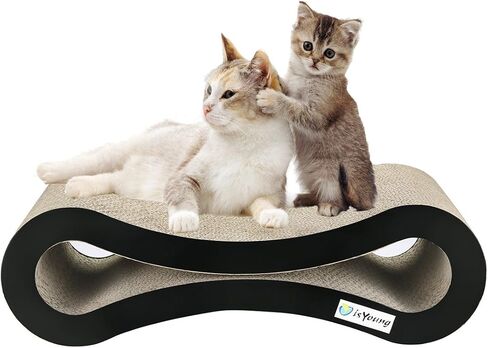 isYoung Cat Scratcher Lounge Corrugated Cat Scratcher Cardboard Protector for Furniture Couch Floor Eco-Friendly Toy - Keep Cats Fun Healthy in Kuwait