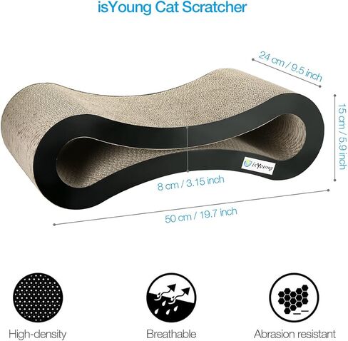 isYoung Cat Scratcher Lounge Corrugated Cat Scratcher Cardboard Protector for Furniture Couch Floor Eco-Friendly Toy - Keep Cats Fun Healthy in Kuwait
