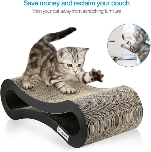 isYoung Cat Scratcher Lounge Corrugated Cat Scratcher Cardboard Protector for Furniture Couch Floor Eco-Friendly Toy - Keep Cats Fun Healthy in Kuwait