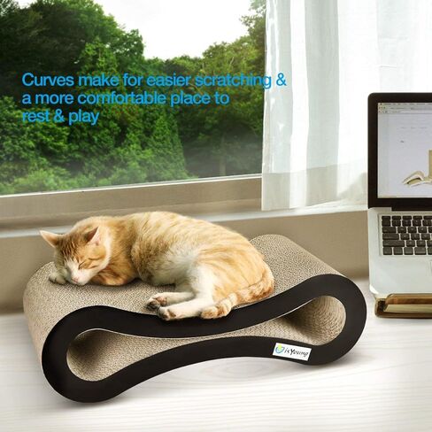 isYoung Cat Scratcher Lounge Corrugated Cat Scratcher Cardboard Protector for Furniture Couch Floor Eco-Friendly Toy - Keep Cats Fun Healthy in Kuwait