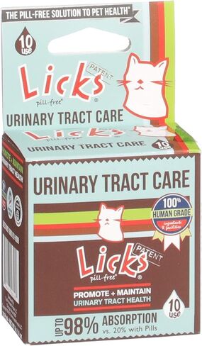 Licks للعناية بالمسالك البولية للقطط خالية من حبوب منع الحمل - عبوات جل للعناية بالتهاب المسالك البولية للقطط والوقاية منها - مكمل لعدوى المسالك البولية للقطط - مكملات زيت السمك أوميغا 3 وL-Lysine - عبوات جل - 30 استخدامًا in Saudi Arabia