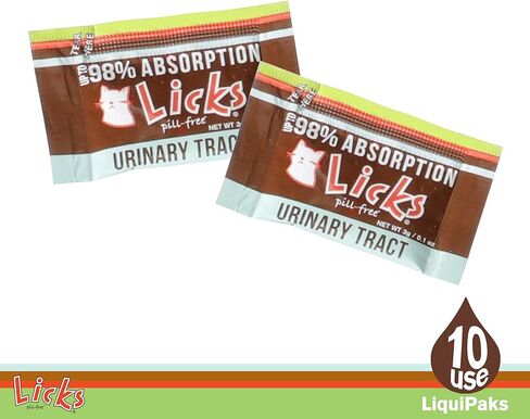 Licks للعناية بالمسالك البولية للقطط خالية من حبوب منع الحمل - عبوات جل للعناية بالتهاب المسالك البولية للقطط والوقاية منها - مكمل لعدوى المسالك البولية للقطط - مكملات زيت السمك أوميغا 3 وL-Lysine - عبوات جل - 30 استخدامًا in Saudi Arabia