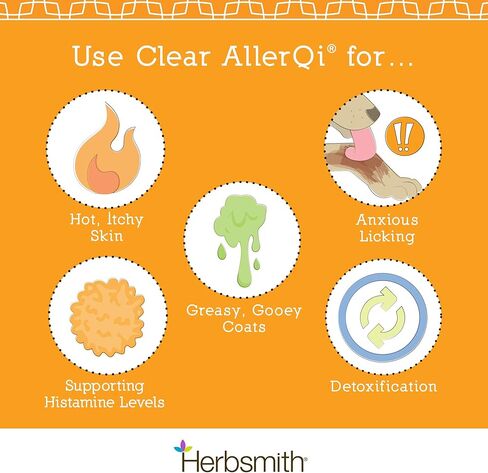 Herbsmith Clear AllerQi - مساعد الحساسية للقطط والكلاب - دعم حساسية الحيوانات الأليفة - حبوب مضادة للحكة للكلاب والقطط - مسحوق 500 جرام in Kuwait