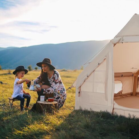 Moon Lence Glamping Inflatable Camping Tent for 4-6 Person,All-Season Waterproof/Windproof/Insulation Self-Supporting Air Tents,Easy Setup Cabin Camping Tent with Mesh Windows and Wide Rainfly in Kuwait