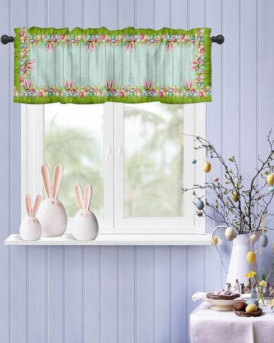 Yun Nist Valance Curtain for Windows Spring Green Plants,Privacy Panel Rod Pocket Window Treatment Simple Eucalyptus Leaves,Short Valances for Bathroom Kitchen Bedroom 54x18in in Kuwait