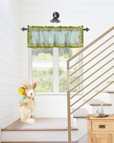 Yun Nist Valance Curtain for Windows Spring Green Plants,Privacy Panel Rod Pocket Window Treatment Simple Eucalyptus Leaves,Short Valances for Bathroom Kitchen Bedroom 54x18in in Kuwait