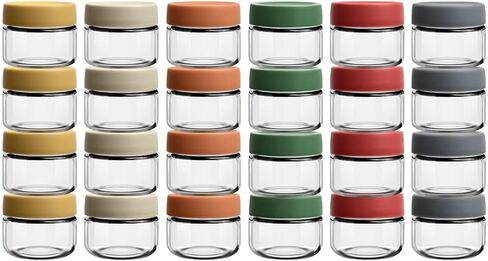 برطمانات تخزين طعام الأطفال الزجاجية المكونة من 24 قطعة من EONJOE حاويات صغيرة للأطفال بسعة 4 أوقية مع أغطية ومستلزمات صانع طعام الأطفال in Kuwait