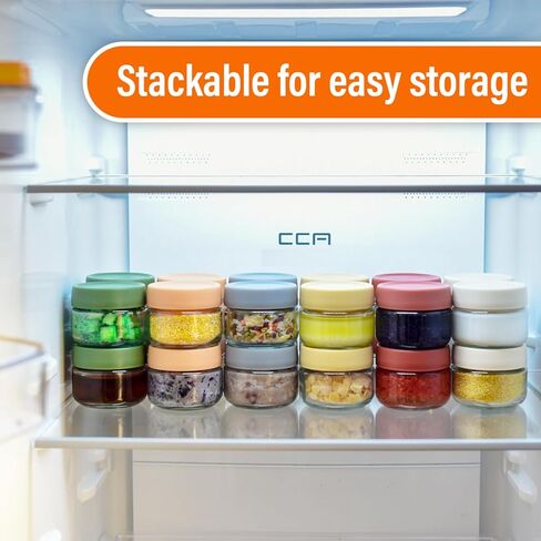 برطمانات تخزين طعام الأطفال الزجاجية المكونة من 24 قطعة من EONJOE حاويات صغيرة للأطفال بسعة 4 أوقية مع أغطية ومستلزمات صانع طعام الأطفال in Kuwait