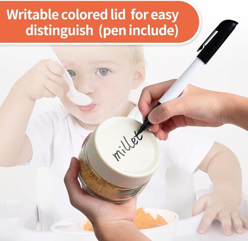 برطمانات تخزين طعام الأطفال الزجاجية المكونة من 24 قطعة من EONJOE حاويات صغيرة للأطفال بسعة 4 أوقية مع أغطية ومستلزمات صانع طعام الأطفال in Kuwait