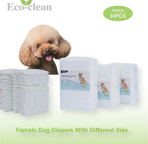 Dog Diapers Female, 30 PCS Disposable Dog Diapers for Different Sized Dogs, Absorbent with Wetness Indicator (M) in Kuwait