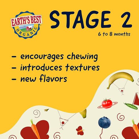 أكياس أغذية الأطفال العضوية من Earth's Best، هريس الفاكهة للمرحلة الثانية للأطفال بعمر 6 أشهر فما فوق، هريس البرتقال والموز العضوي، كيس قابل للإغلاق سعة 118 مل (عبوة من 8 قطع) in Kuwait