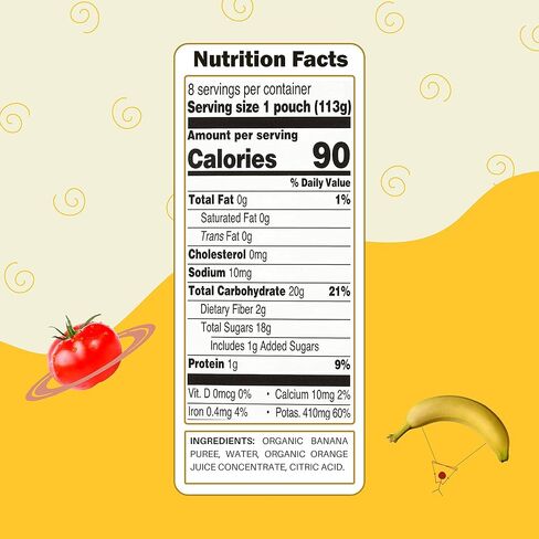 أكياس أغذية الأطفال العضوية من Earth's Best، هريس الفاكهة للمرحلة الثانية للأطفال بعمر 6 أشهر فما فوق، هريس البرتقال والموز العضوي، كيس قابل للإغلاق سعة 118 مل (عبوة من 8 قطع) in Kuwait