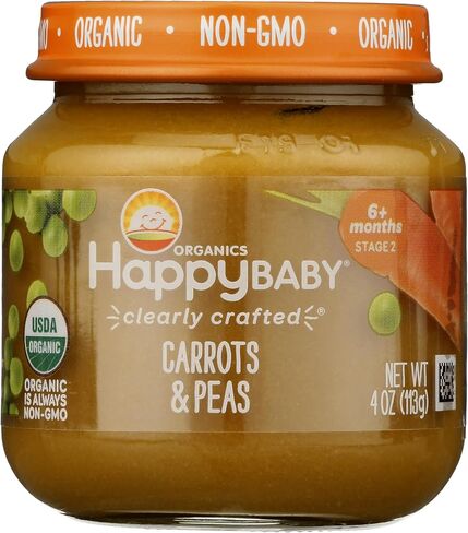 هابي بيبي، طعام أطفال عضوي، المرحلة 2، بالجزر والبازلاء، 4 أونصة in Kuwait