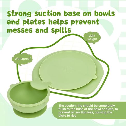 BABYKIDSMAMA Baby Led Weaning Supplies – 10-Pcs Silicone Baby Feeding Set – Self-Feeding Supplies Set with Suction Bowl and Plate, Spoon, Fork, Sippy Cup, Bib – BPA-Free Toddler Plates and Bowls Set in Saudi Arabia