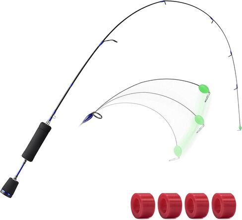 صنارة صيد الجليد Piscifun ICE Focus، صنارة صيد الجليد من التيتانيوم الربيعي، 26 بوصة UL/32 L، صنارة ثلج عالية الحساسية مع 4 قطع حلقات مطاطية صديقة للبيئة، صنارة صيد ثلج خفيفة الوزن، أزرق in Kuwait