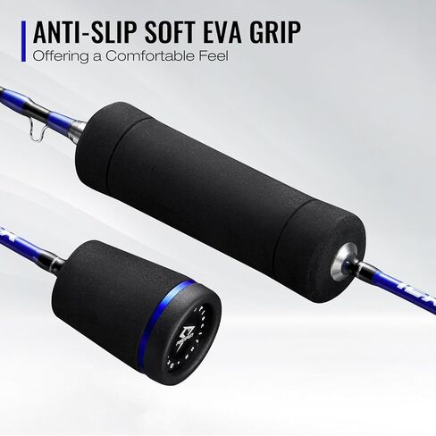 صنارة صيد الجليد Piscifun ICE Focus، صنارة صيد الجليد من التيتانيوم الربيعي، 26 بوصة UL/32 L، صنارة ثلج عالية الحساسية مع 4 قطع حلقات مطاطية صديقة للبيئة، صنارة صيد ثلج خفيفة الوزن، أزرق in Kuwait